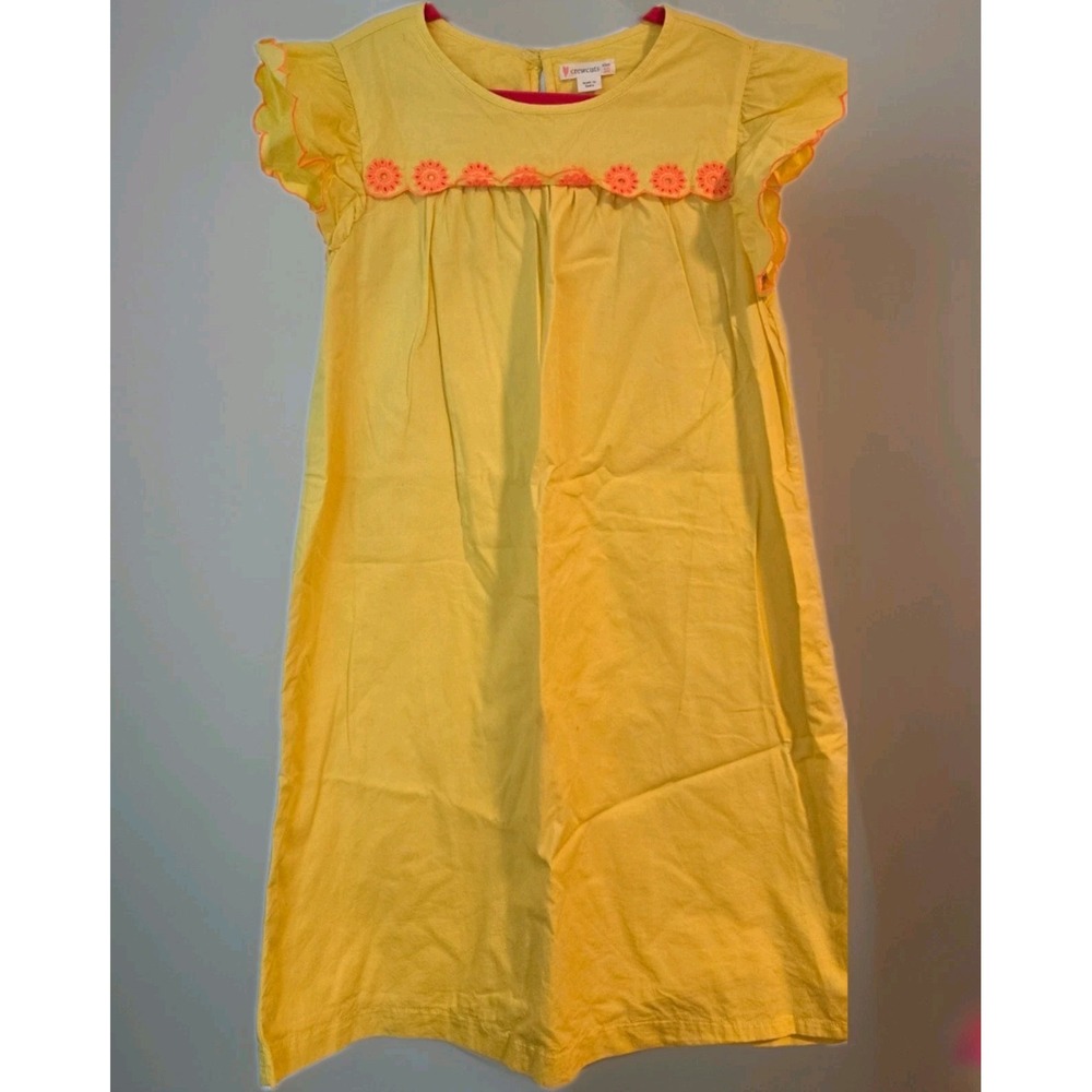 Crewcuts Dress kids Size 10 Color Yellow with Floral Embroidered‎ Style